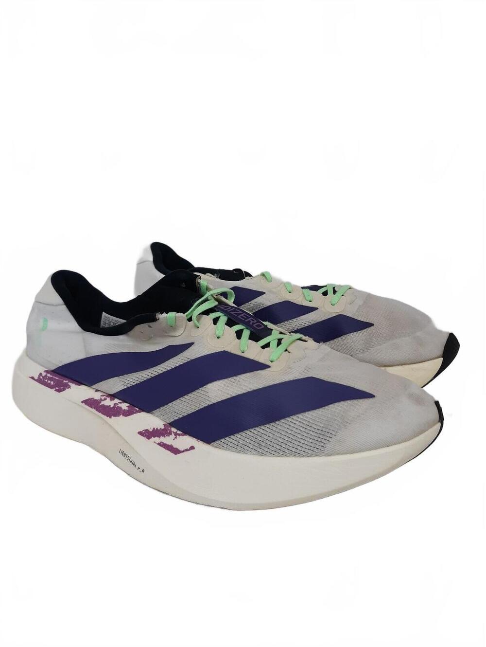 adidas Adizero Evo SL White Purple JS4495 Mens Size 14D